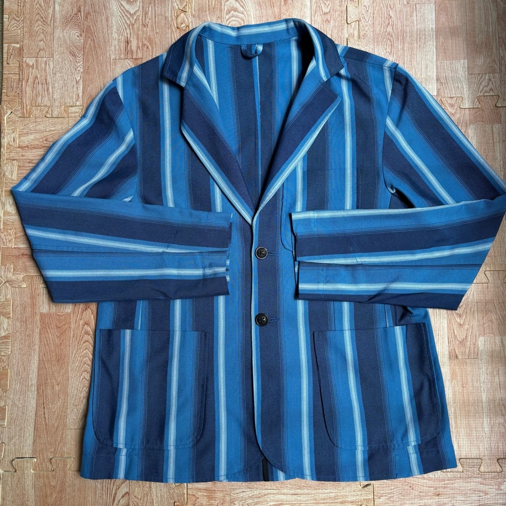 Commonwealth Proper CMMP Men's Blue Striped Sport Coat Blazer Jacket Size 44 USA